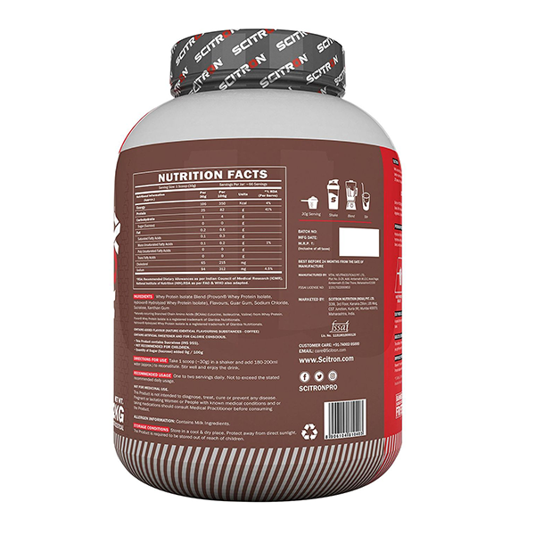 nutrition facts of Scitron Hydrolyzed Isolate Whey 